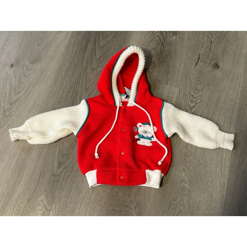 Vintage 80s Santa’s‎ Club boys hoodie hooded sweater size 3-6 months